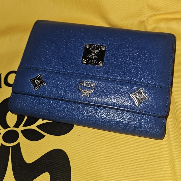 MCM Handbags - MCM Royal Blue Leather Trifold Wallet